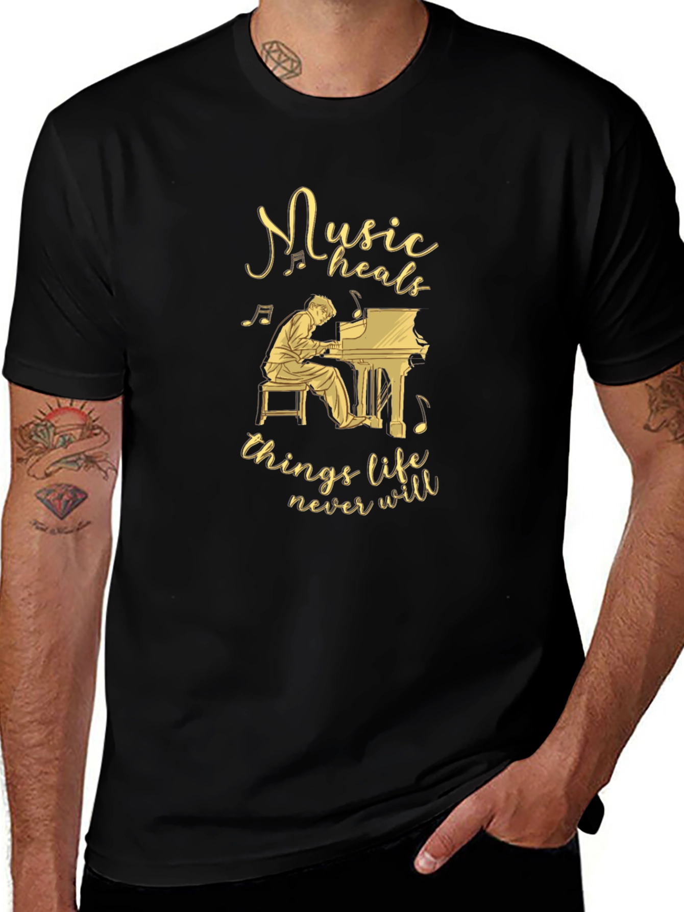 Music Heals Piano Graphic Tee
