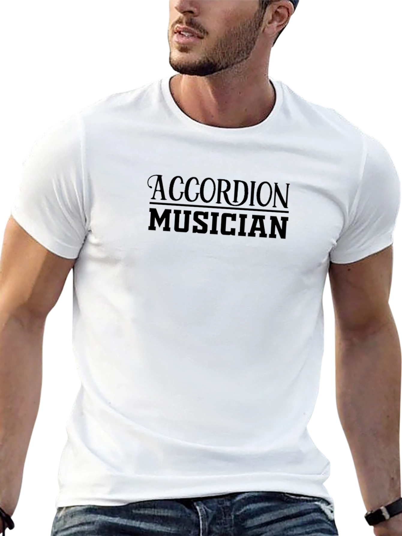 Accordion Musician Black Graphic T-Shirt