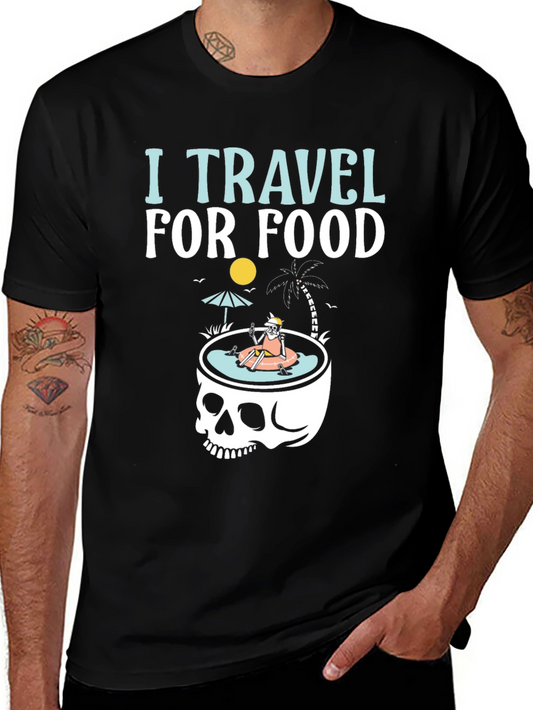 I Travel For Food Skeleton Humor T-Shirt