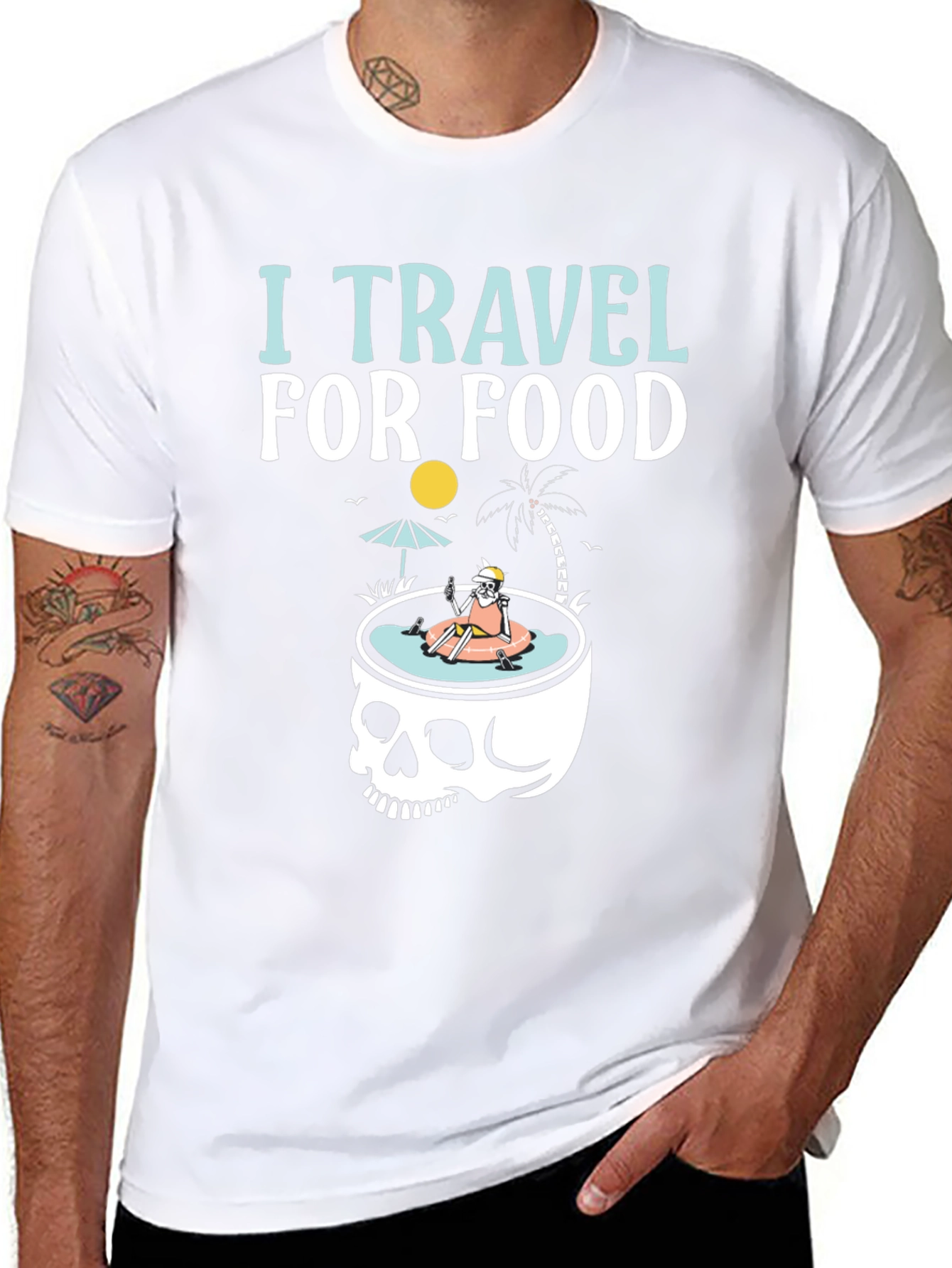 I Travel For Food Skeleton Humor T-Shirt