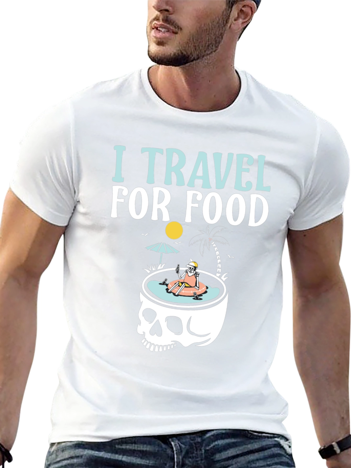 I Travel For Food Skeleton Humor T-Shirt