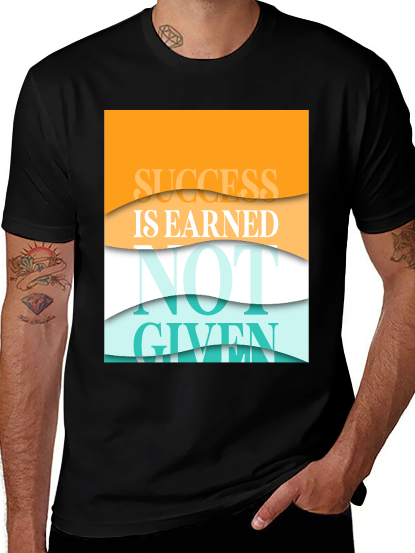 Success Is Earned Black Graphic T-Shirt