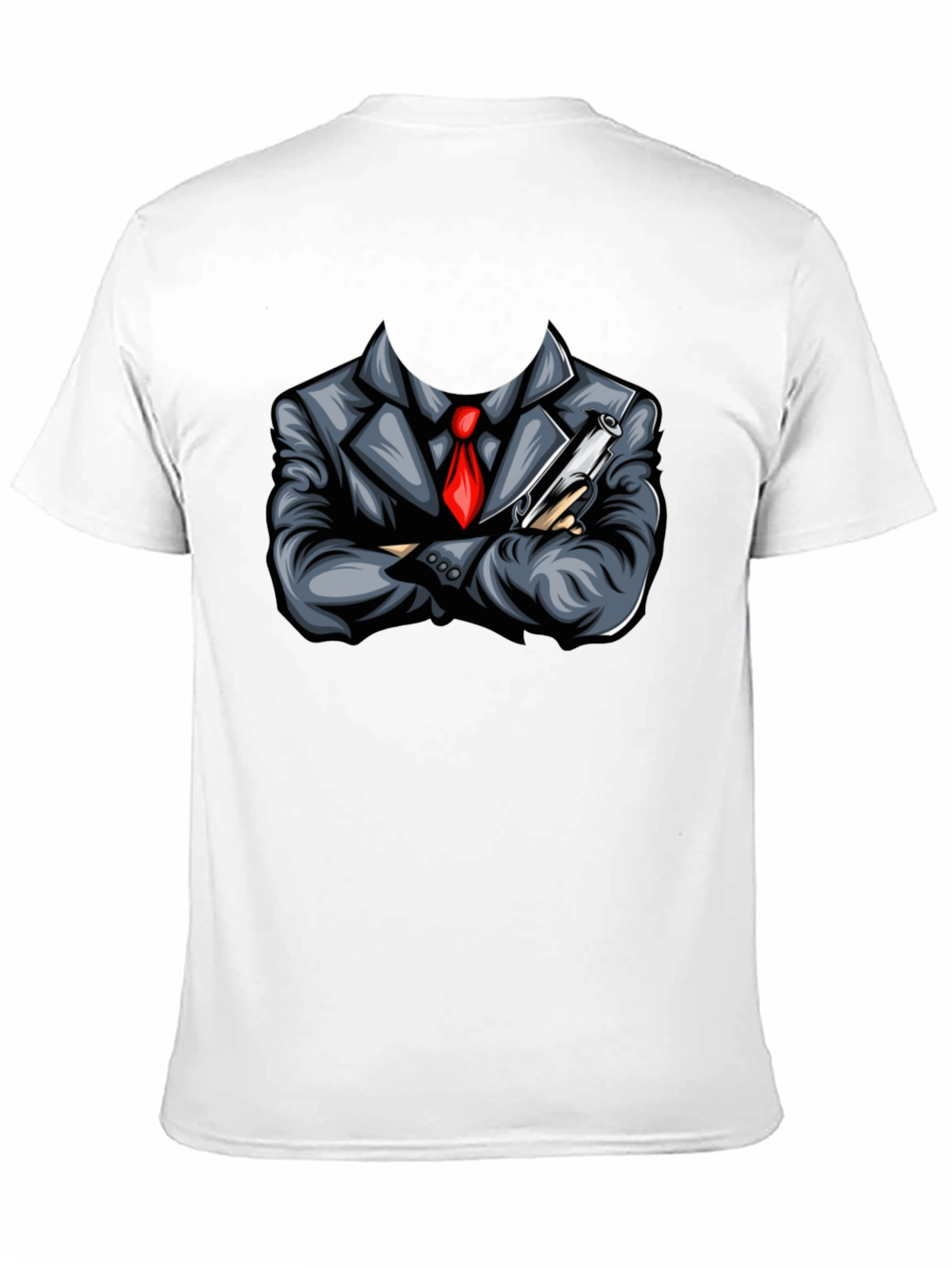 Suit & Gun Graphic Tee - Bold Black T-Shirt