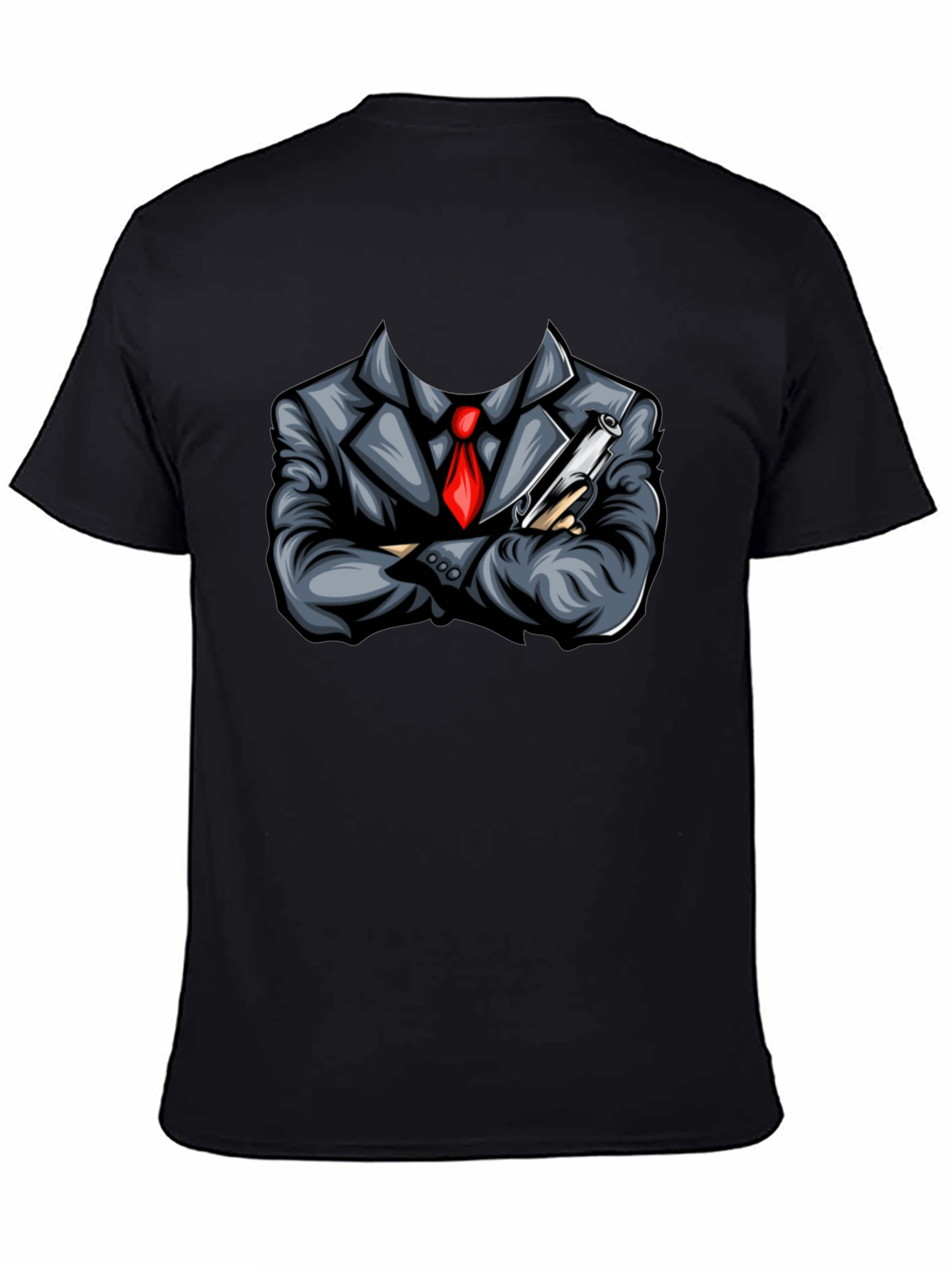 Suit & Gun Graphic Tee - Bold Black T-Shirt