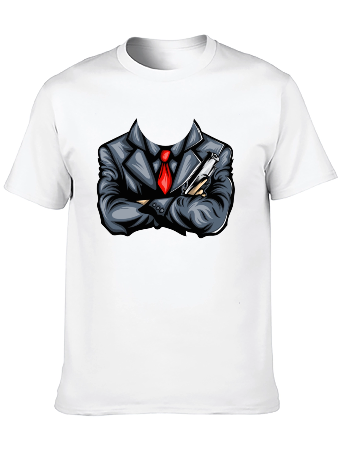 Suit & Gun Graphic Tee - Bold Black T-Shirt