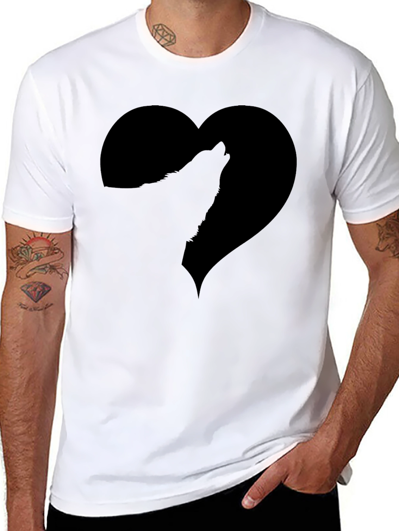 Wolf Heart Black Graphic Tee