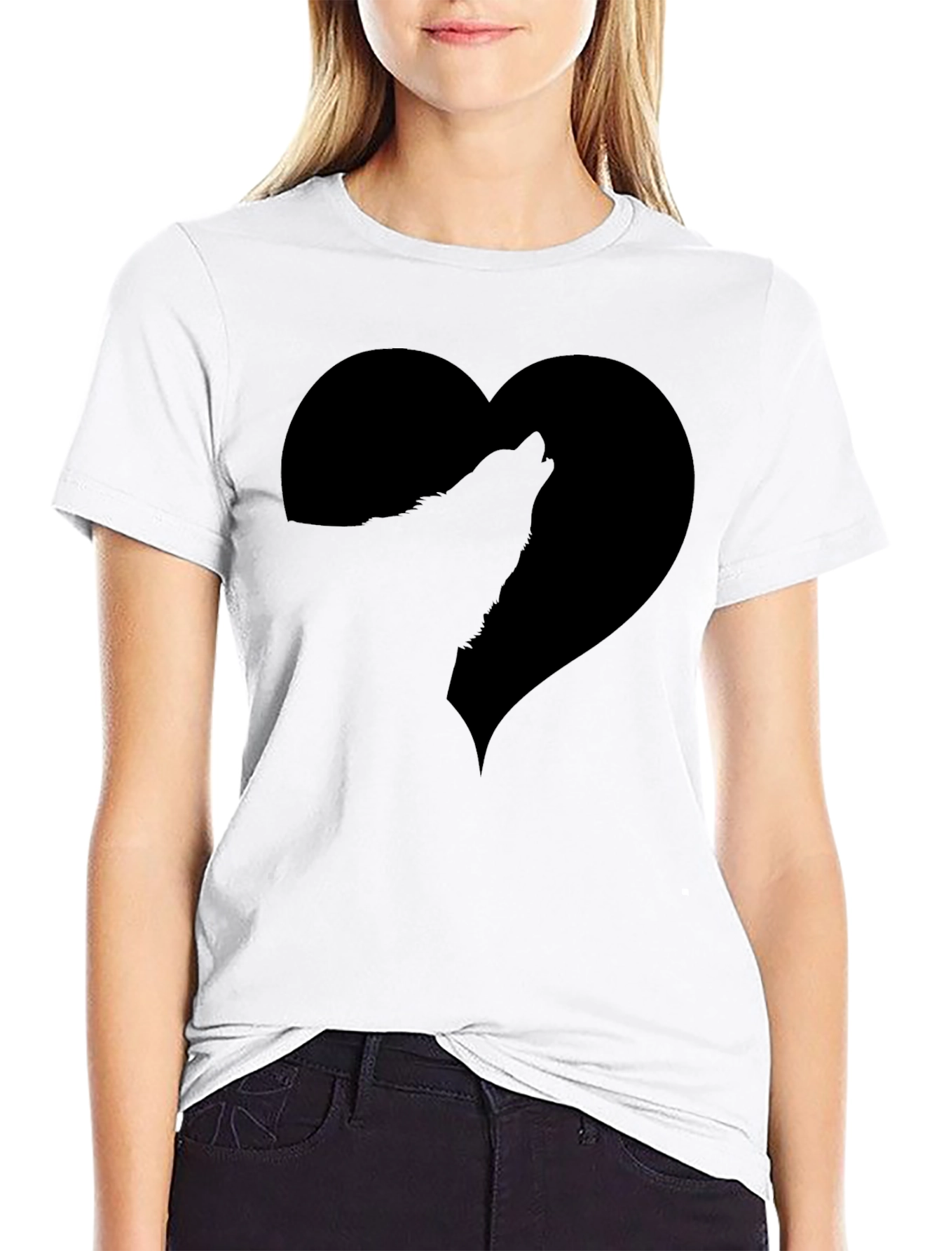 Wolf Heart Black Graphic Tee
