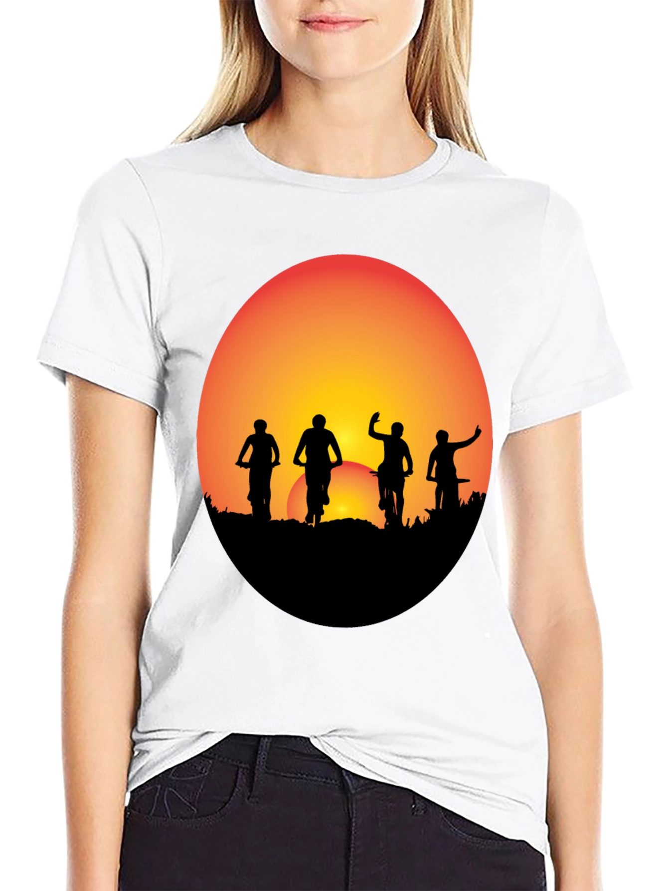 Sunset Biker Crew Graphic Tee