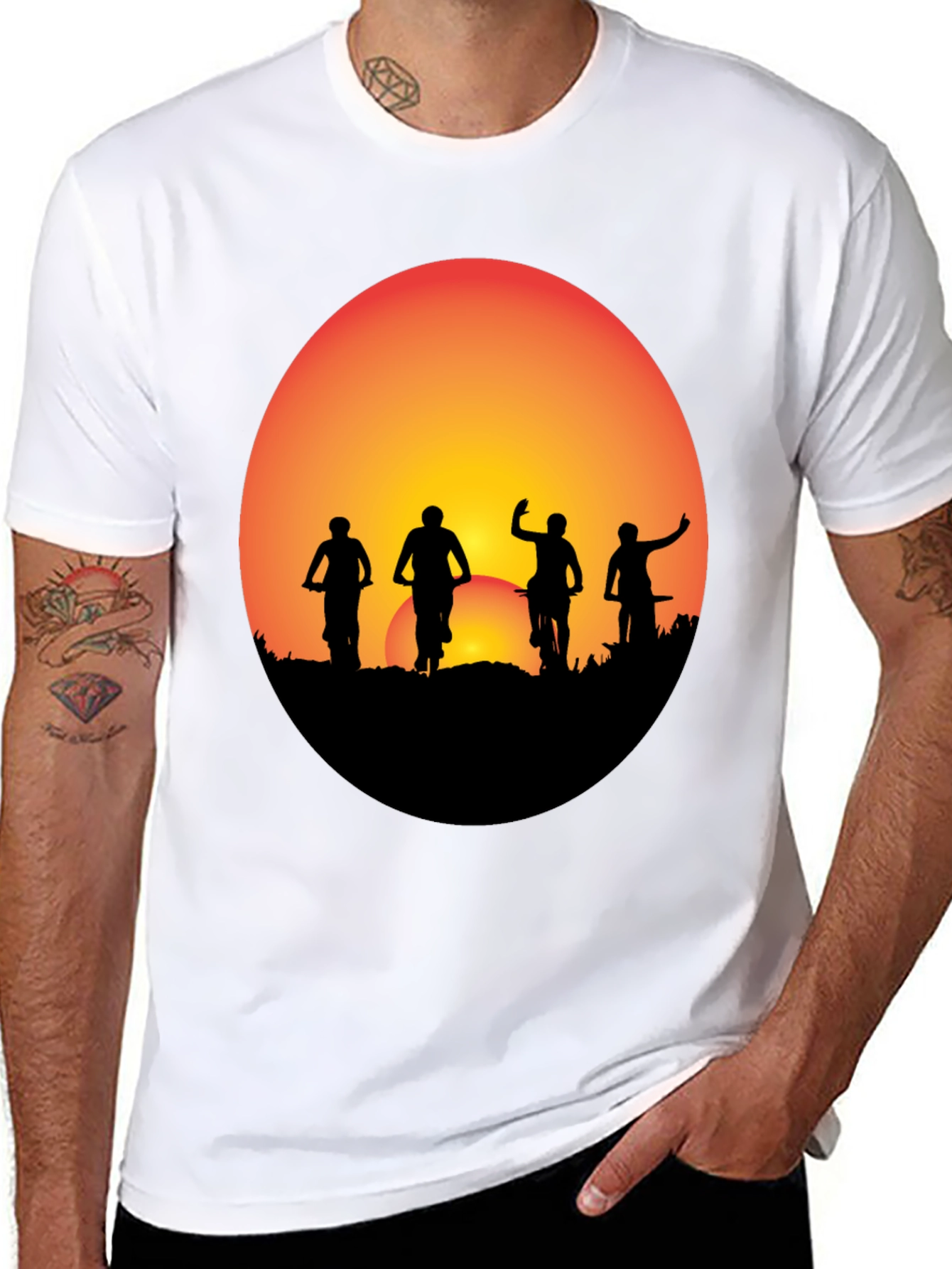 Sunset Biker Crew Graphic Tee