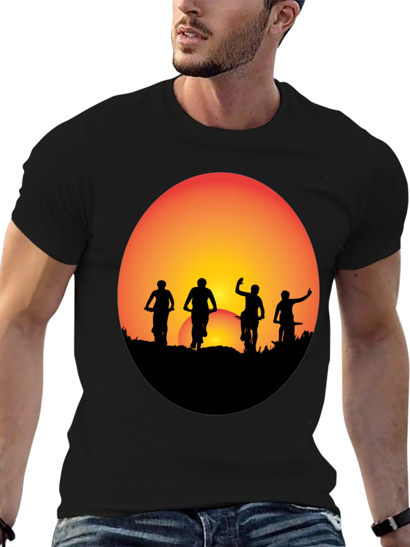 Sunset Biker Crew Graphic Tee