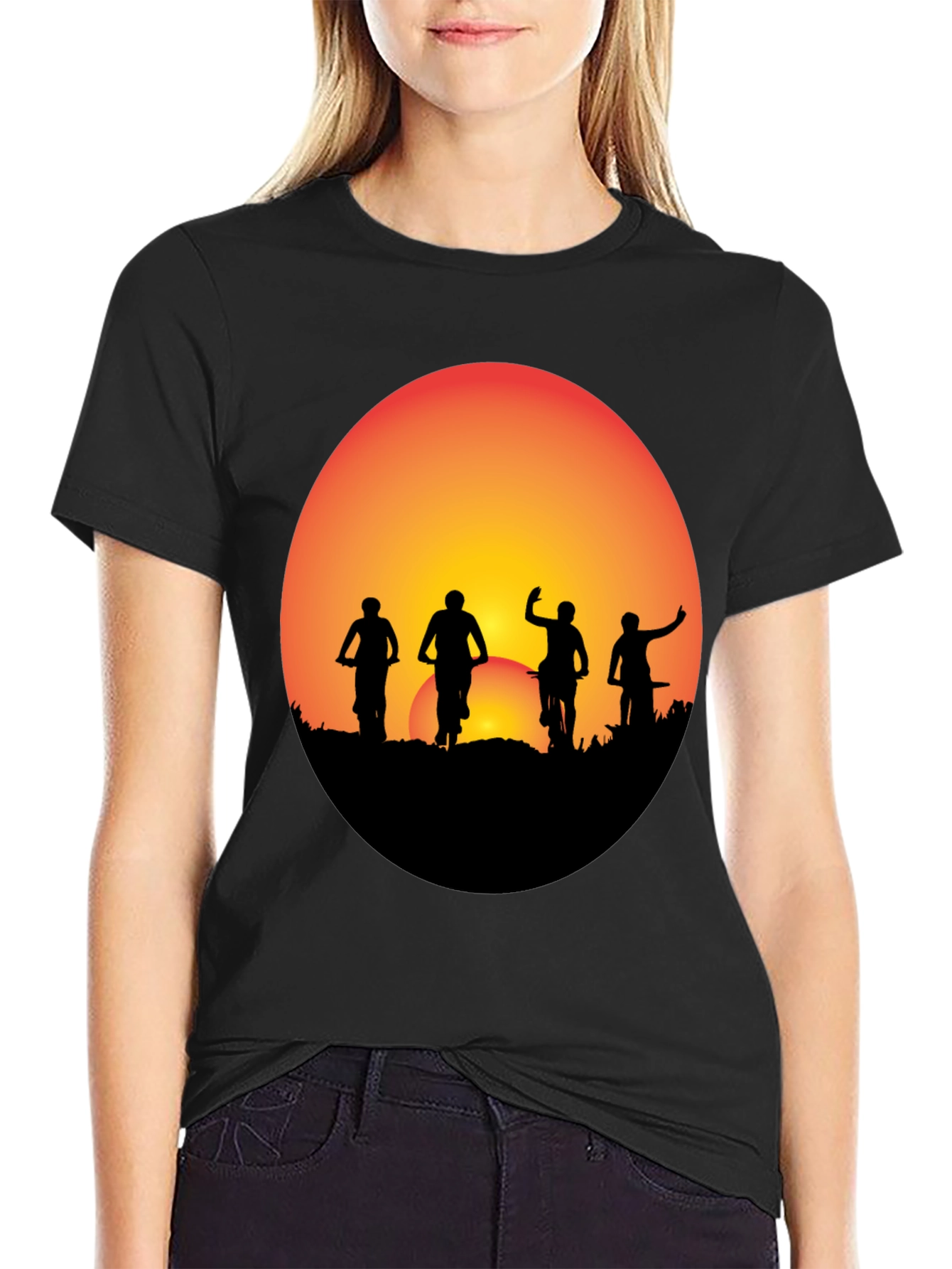 Sunset Biker Crew Graphic Tee