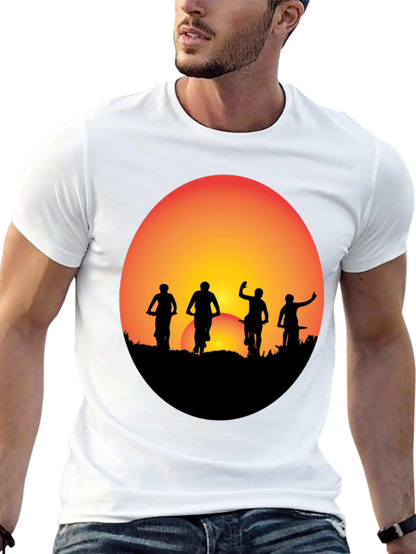 Sunset Biker Crew Graphic Tee