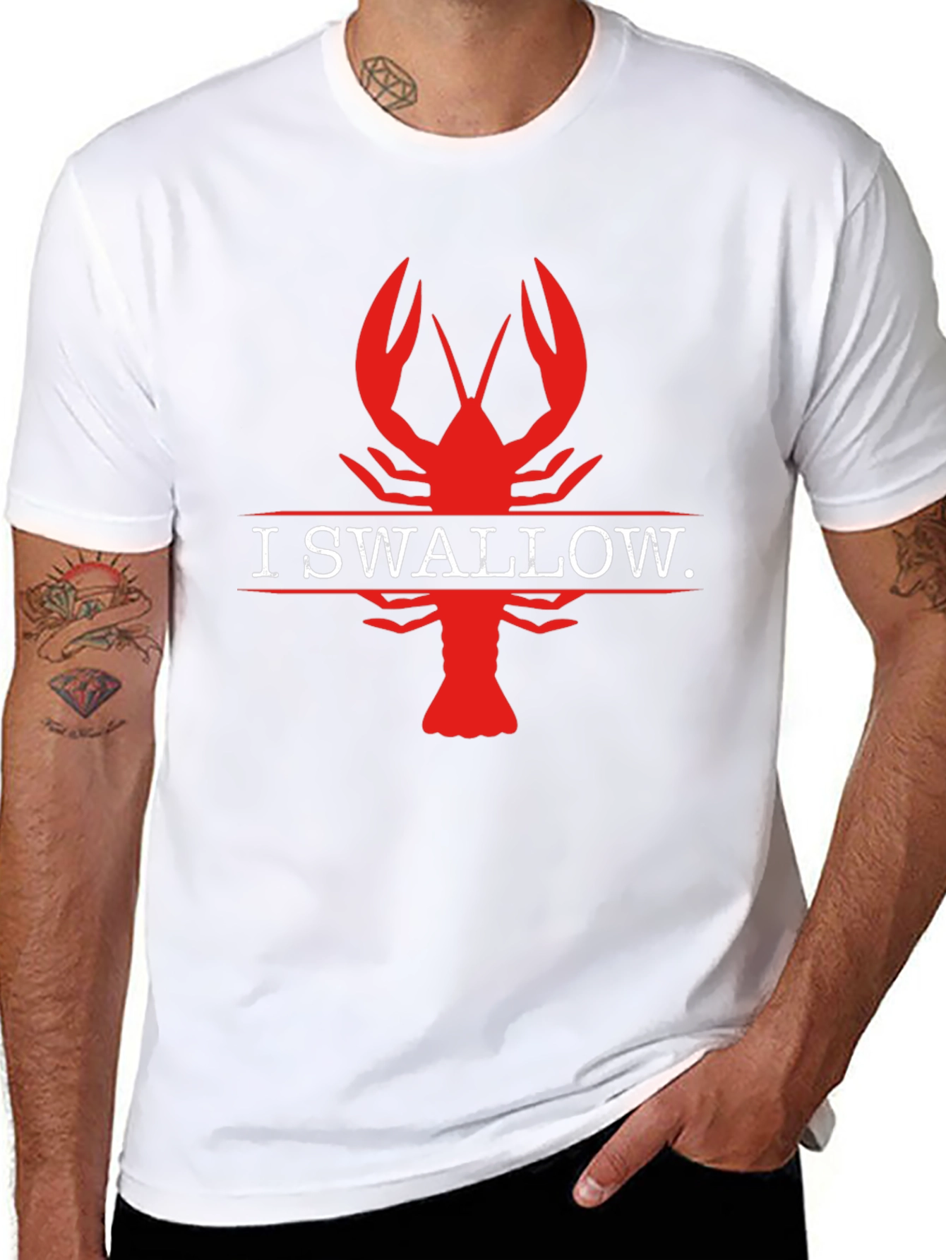 I Swallow Crawfish Black T-Shirt