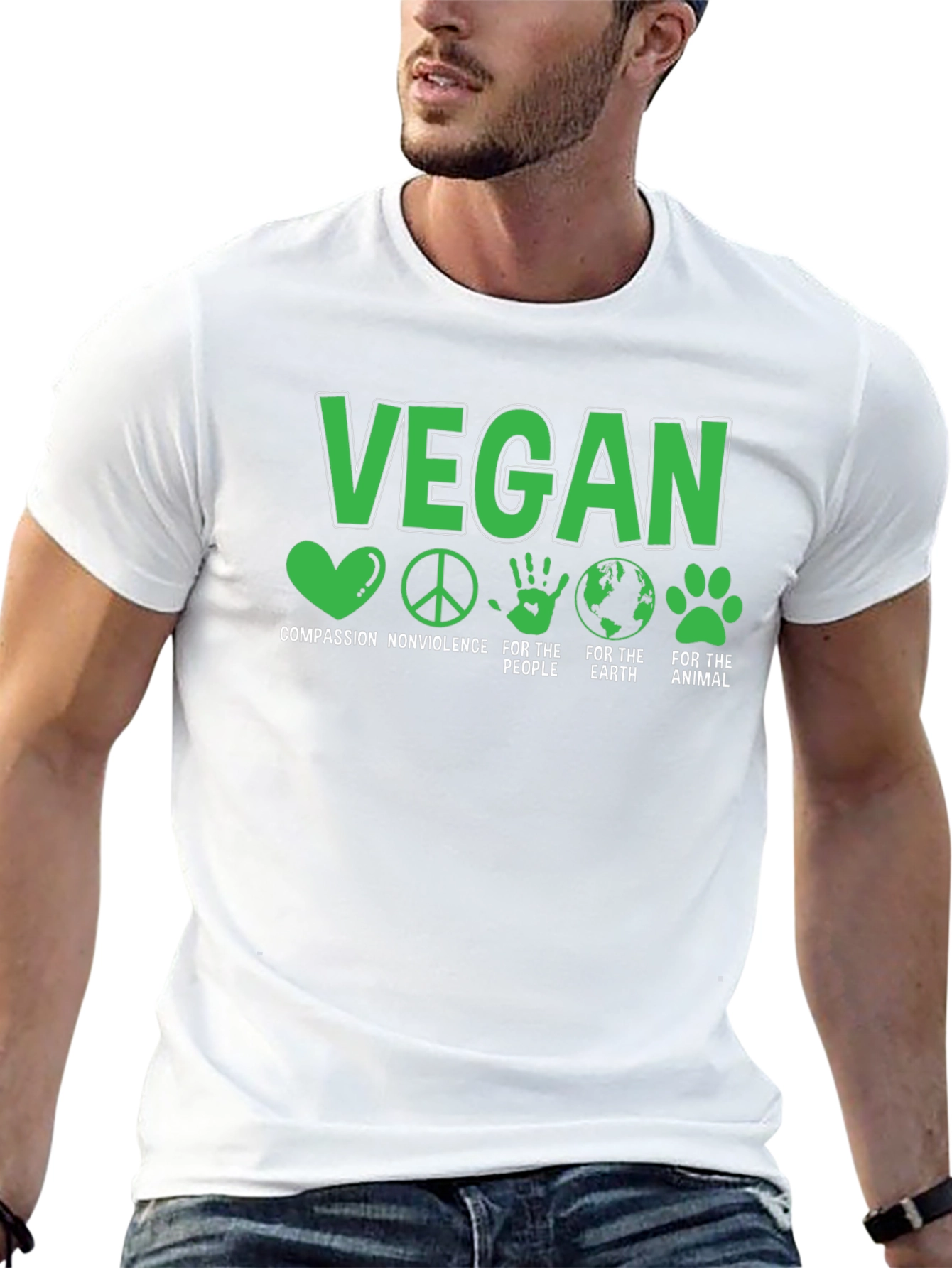 Vegan T-Shirt - Compassion Nonviolence Earth Animals