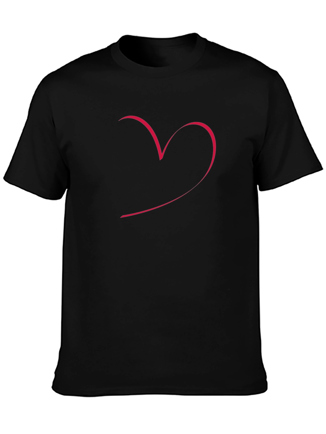 Mens Black Tee with Minimalist Heart Design