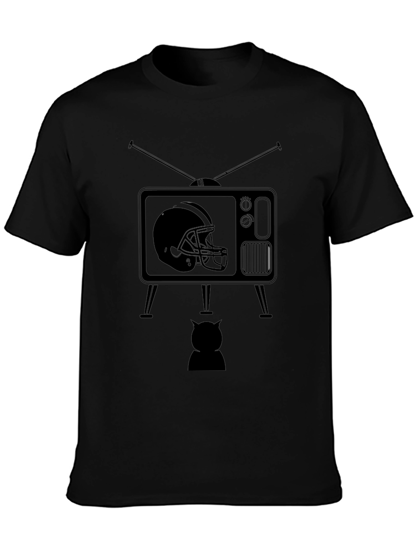 Retro Football TV Graphic Tee - Black
