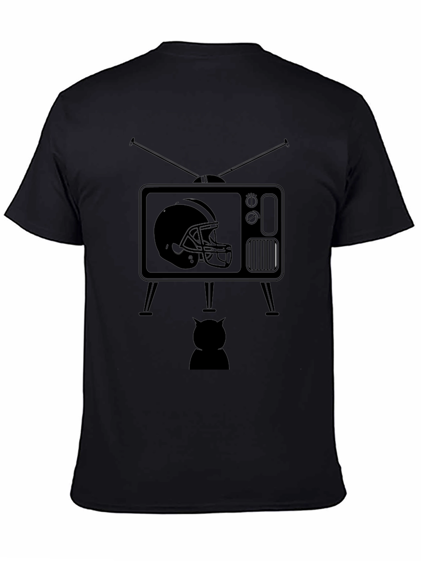 Retro Football TV Graphic Tee - Black