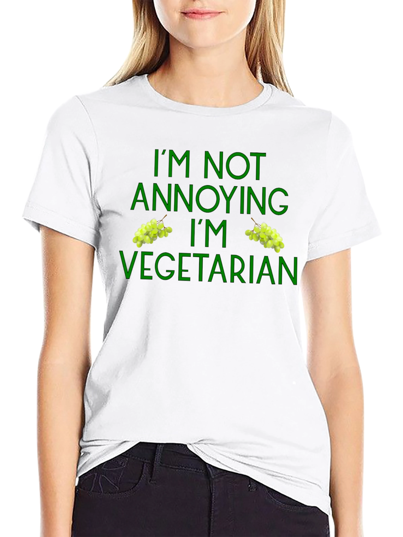 Vegetarian T-Shirt Funny Green Grape Design
