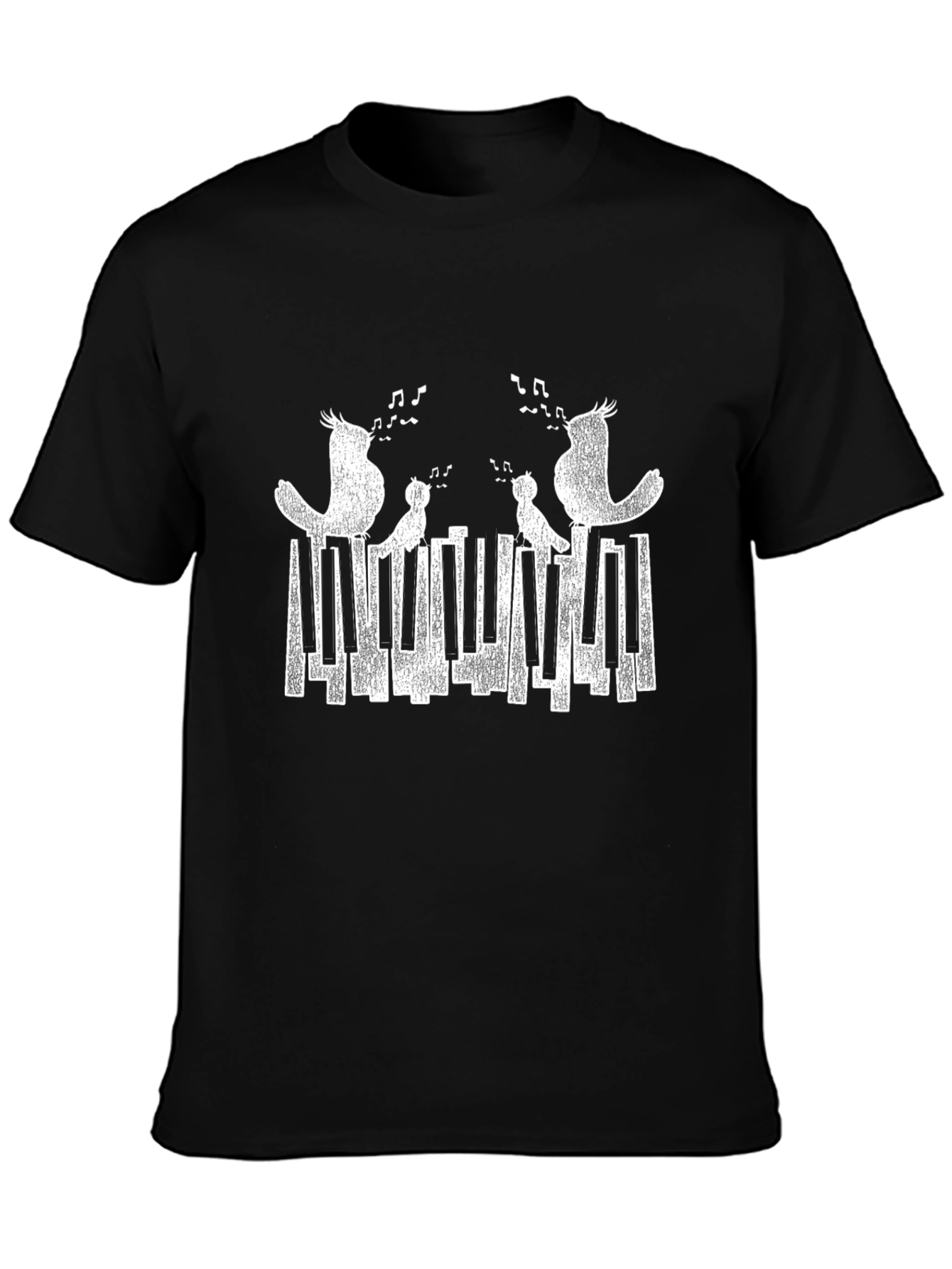 Musical Birds Piano Keys Graphic T-Shirt