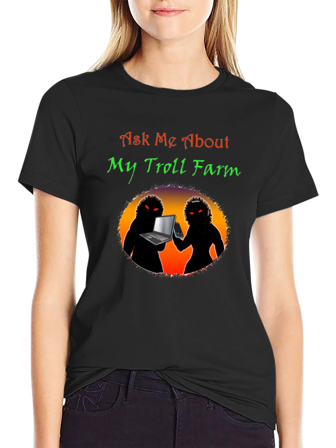 Ask Me About My Troll Farm Black T-Shirt