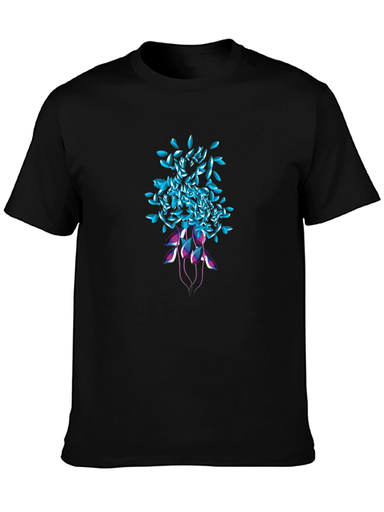 Abstract Floral Graphic Tee - Black Unisex T-Shirt