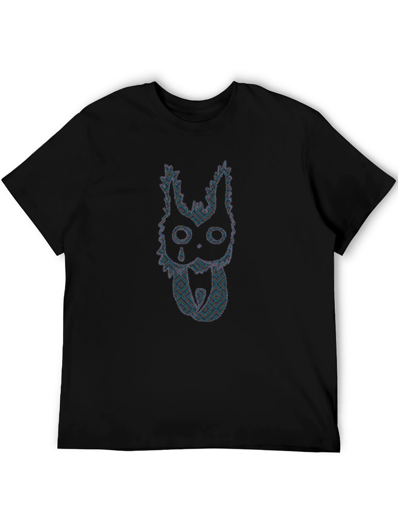 Abstract Crying Creature Graphic Tee - Black