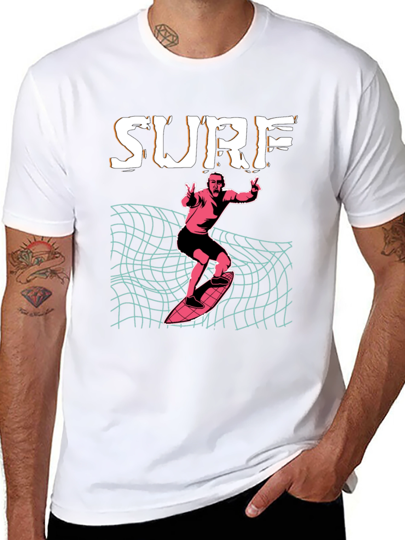 Surf T-Shirt: Retro Wave Design