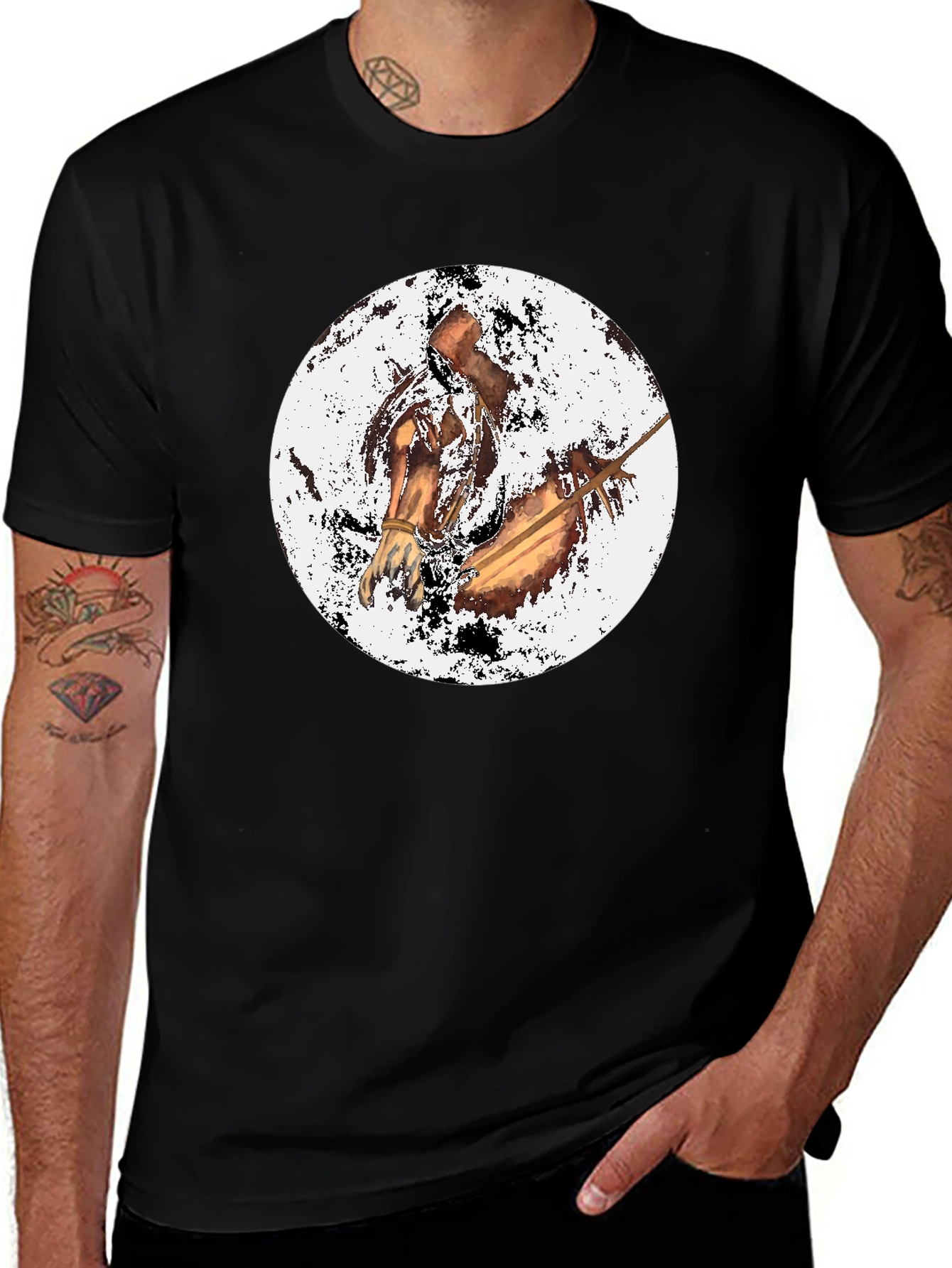 Black T-Shirt with Horse Graphic