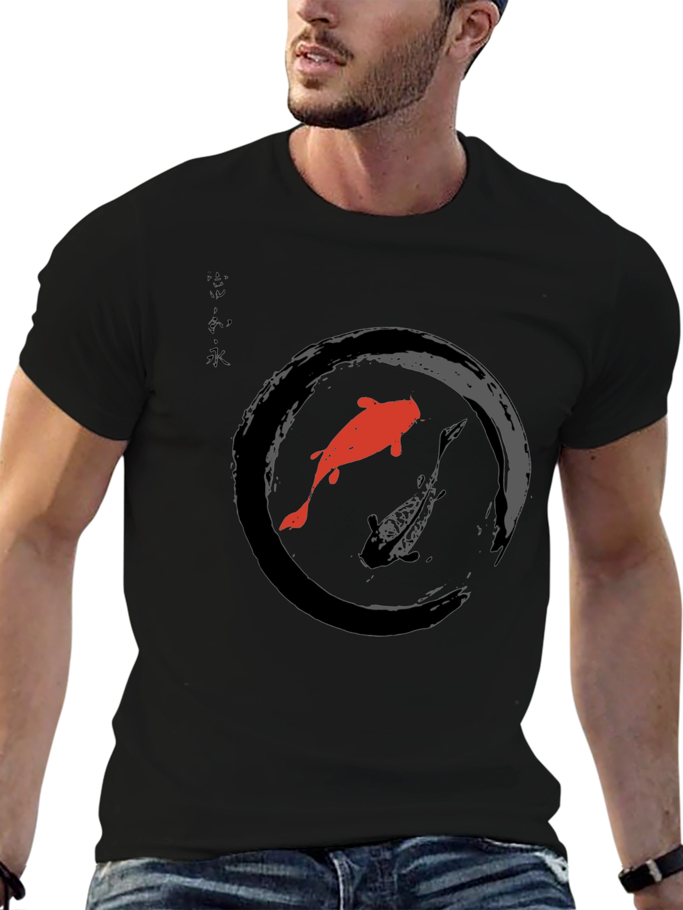 Koi Fish Zen Circle Graphic T-Shirt