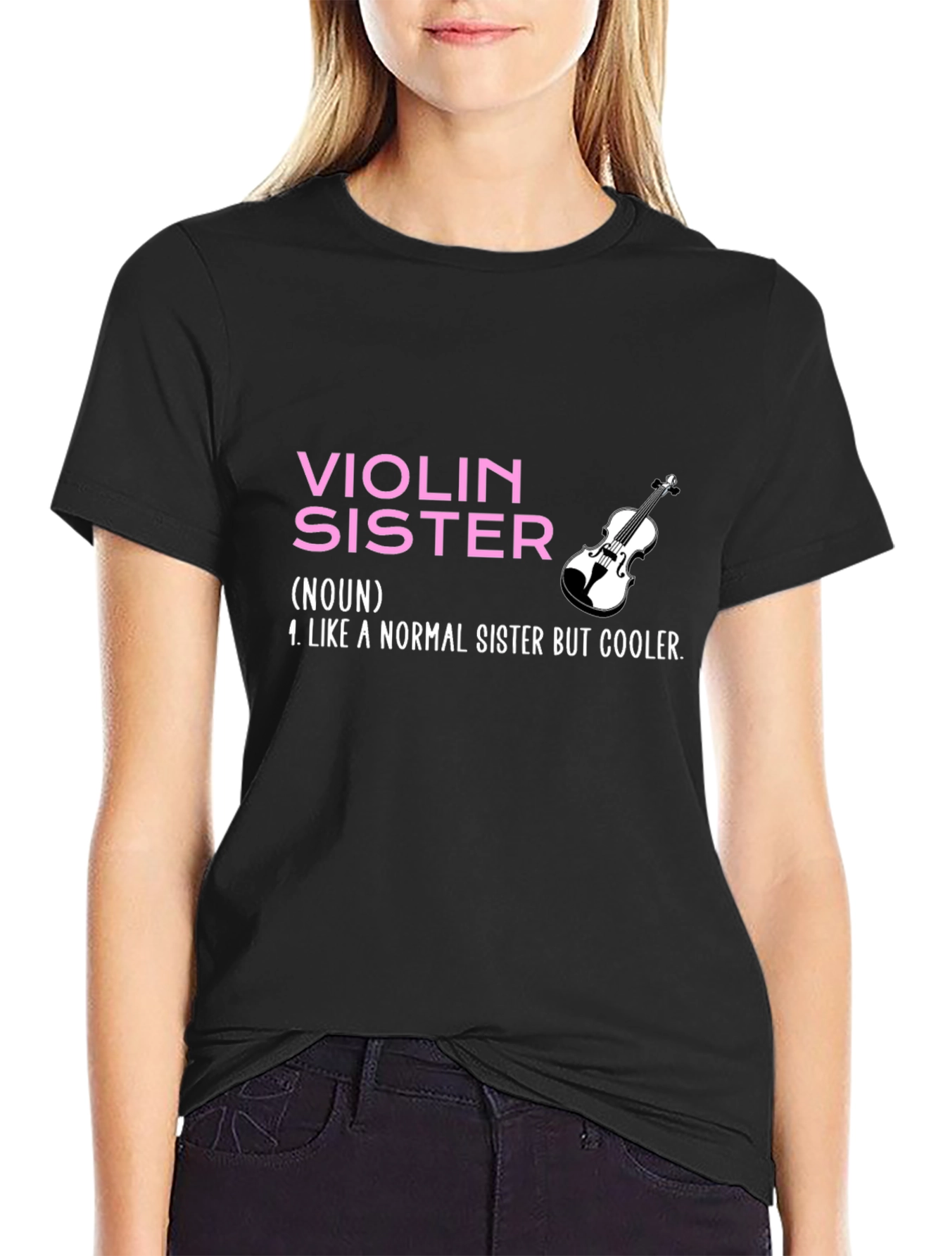 Violin Sister Graphic Tee - Musician Sister Gift