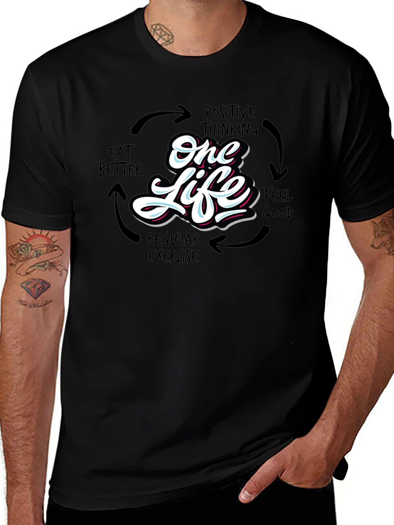 One Life Graphic Print Black T-Shirt