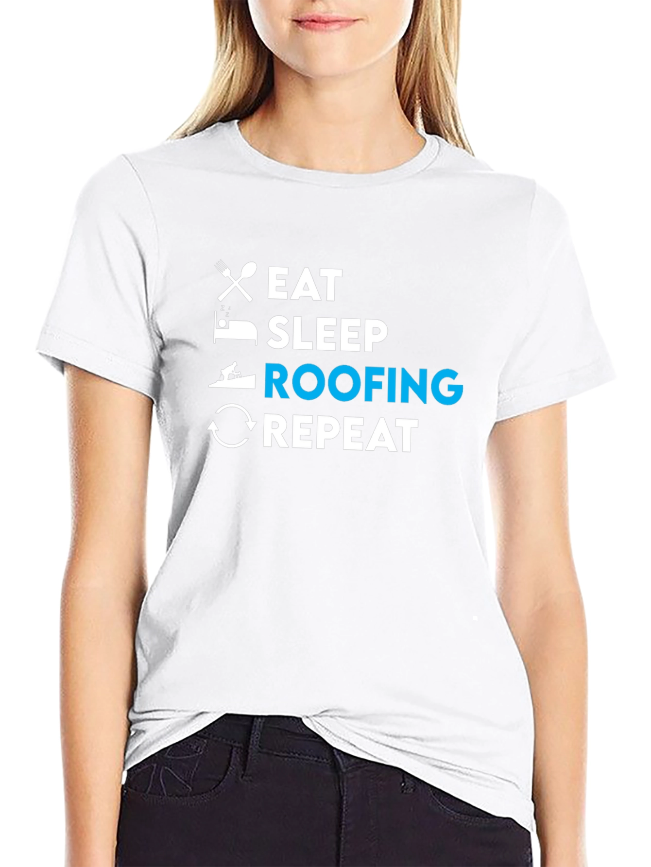 Eat Sleep Roofing Repeat T-Shirt - Black