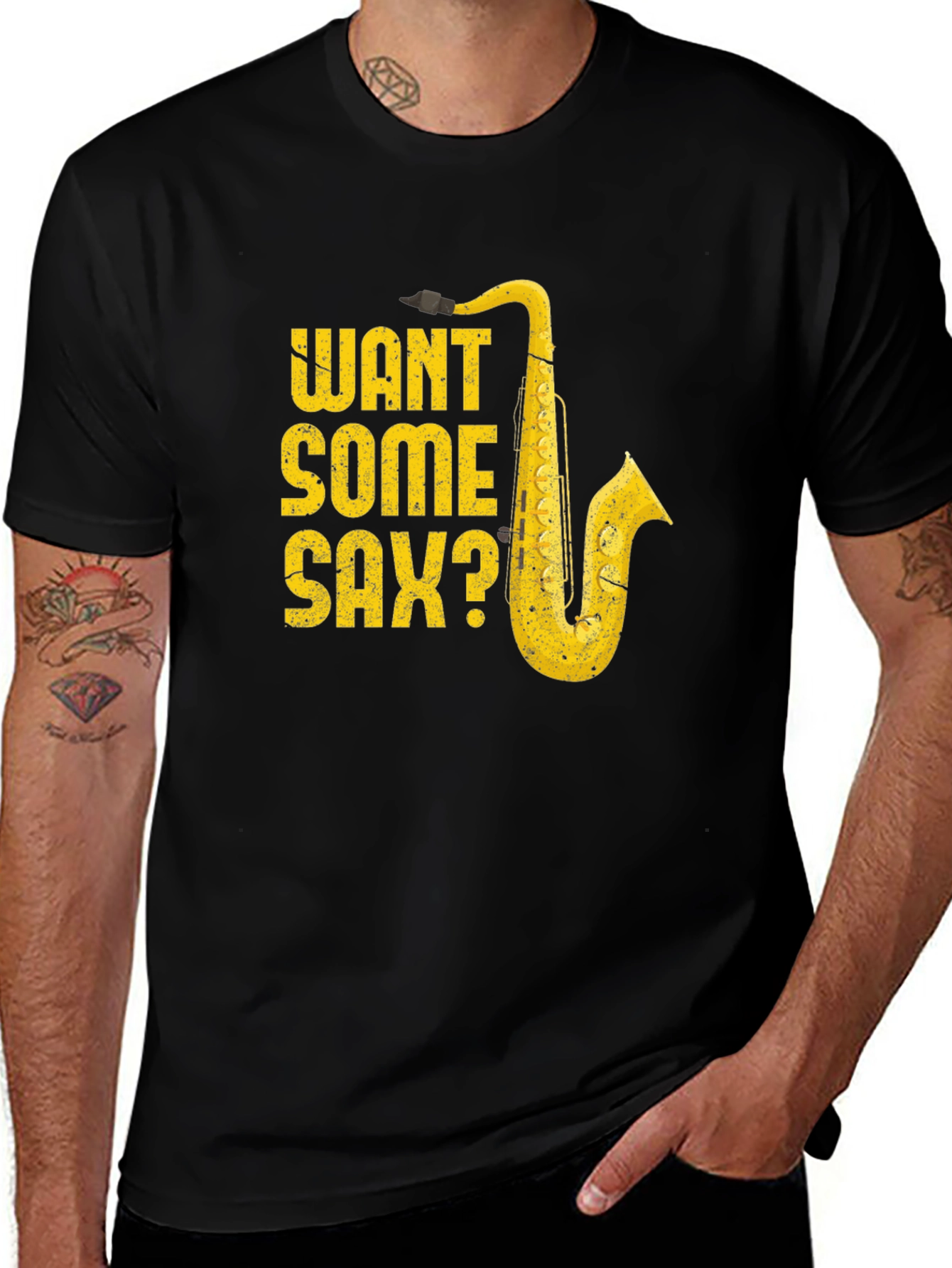 Want Some Sax? Graphic Tee - Music Lover T-Shirt