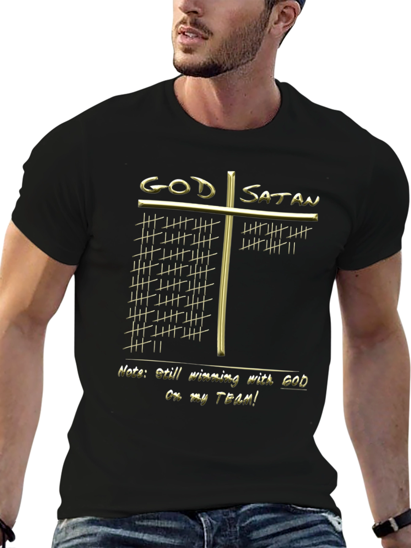 God vs. Satan Winning T-Shirt - Religious Graphic Tee