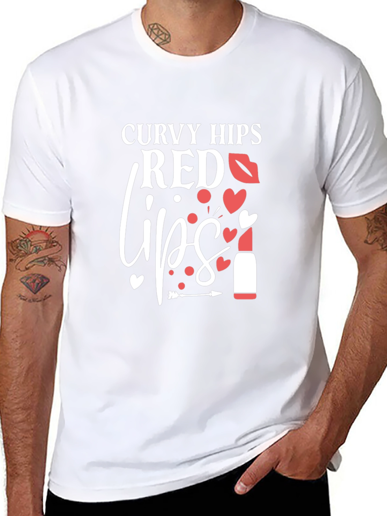 Curvy Hips Red Lips Graphic T-Shirt
