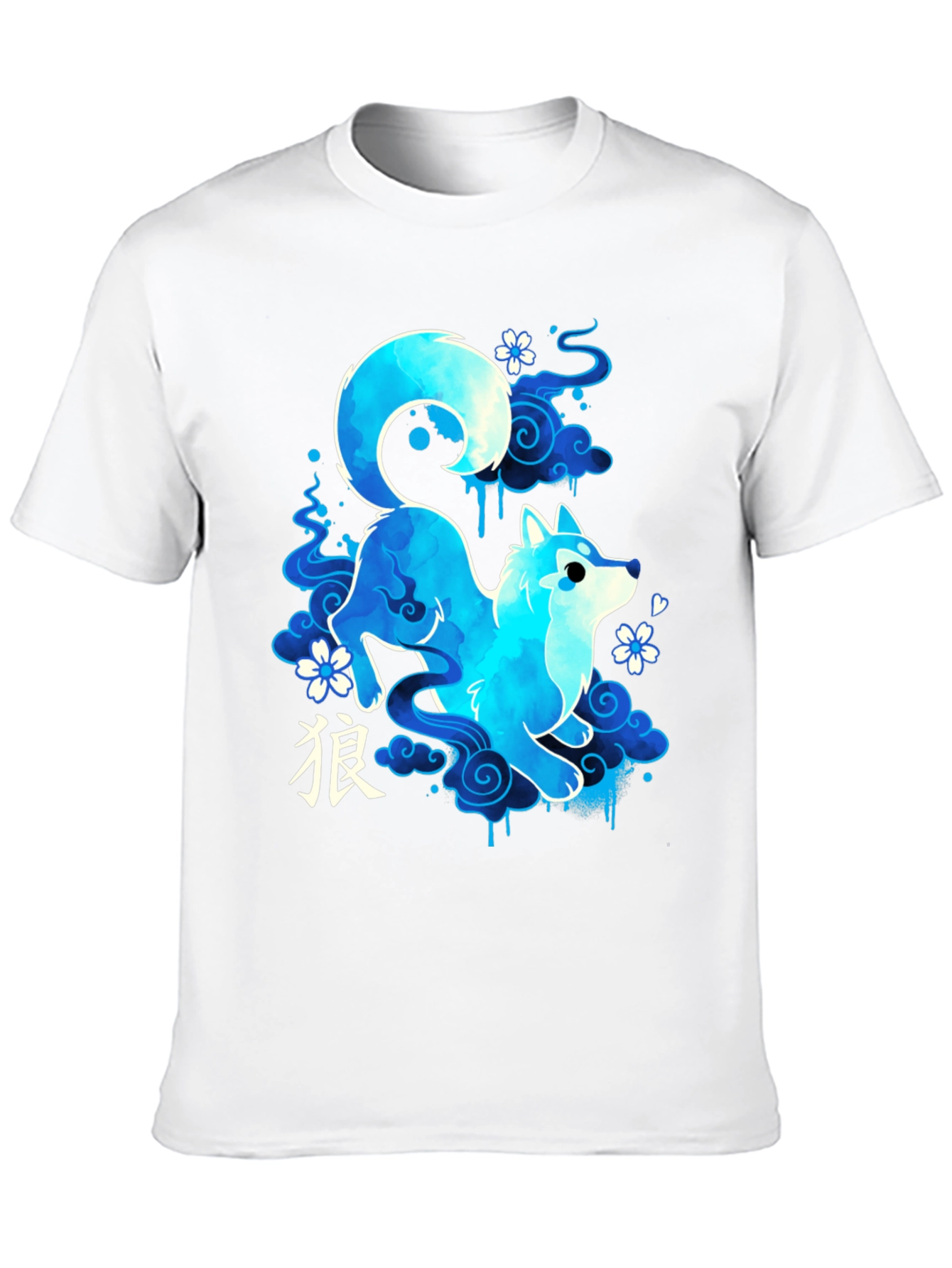 Blue Anime Wolf Graphic Tee - Stylish and Unique