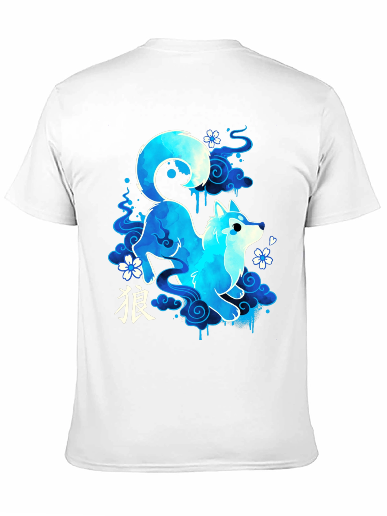Blue Anime Wolf Graphic Tee - Stylish and Unique