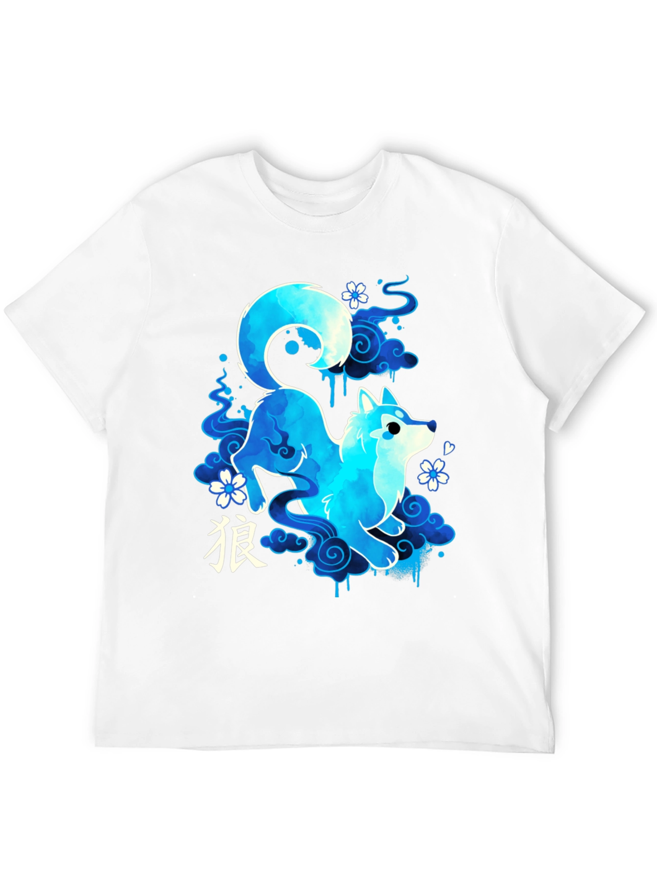 Blue Anime Wolf Graphic Tee - Stylish and Unique