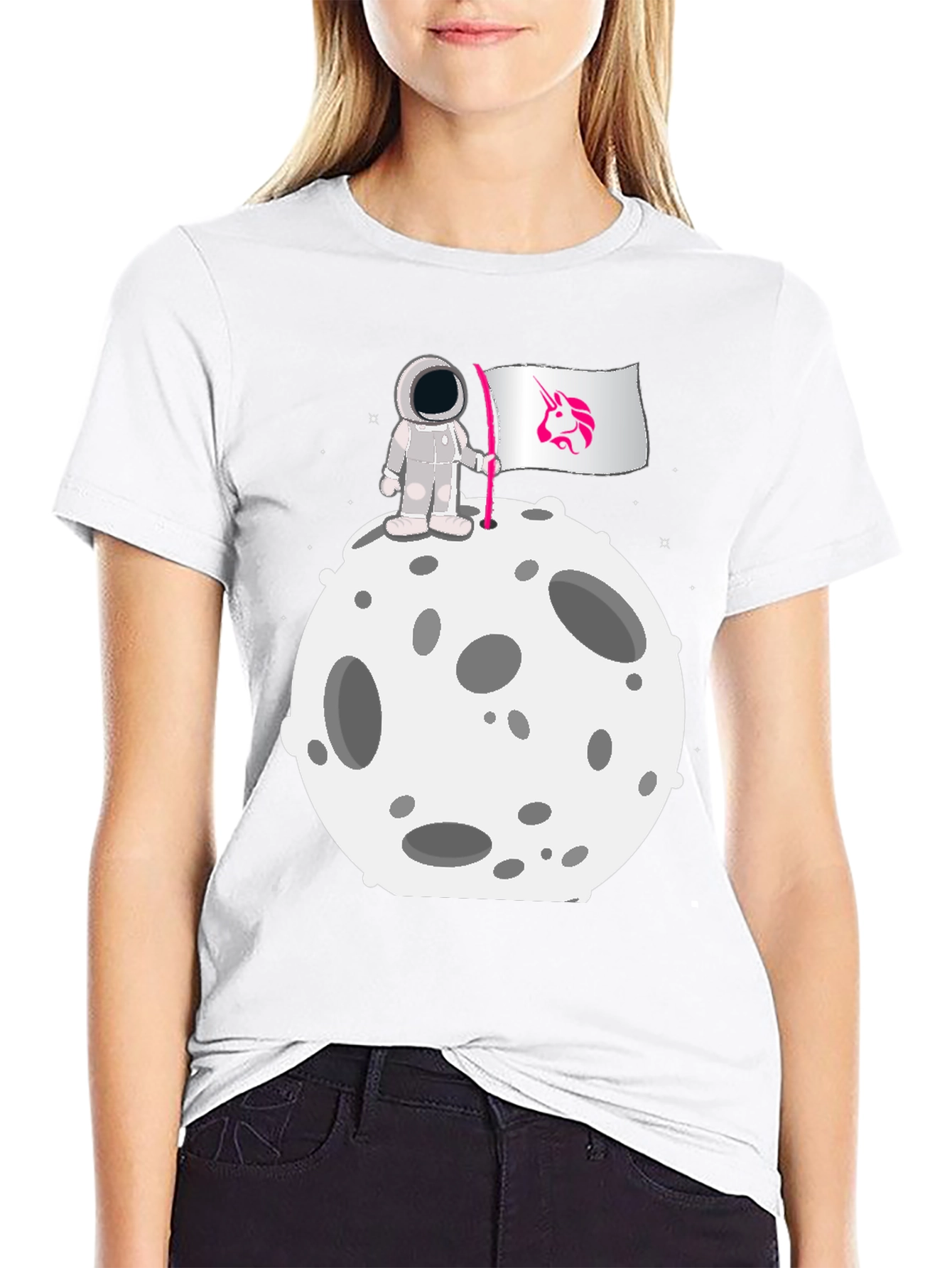 Astronaut Moon Unicorn Flag Graphic Tee
