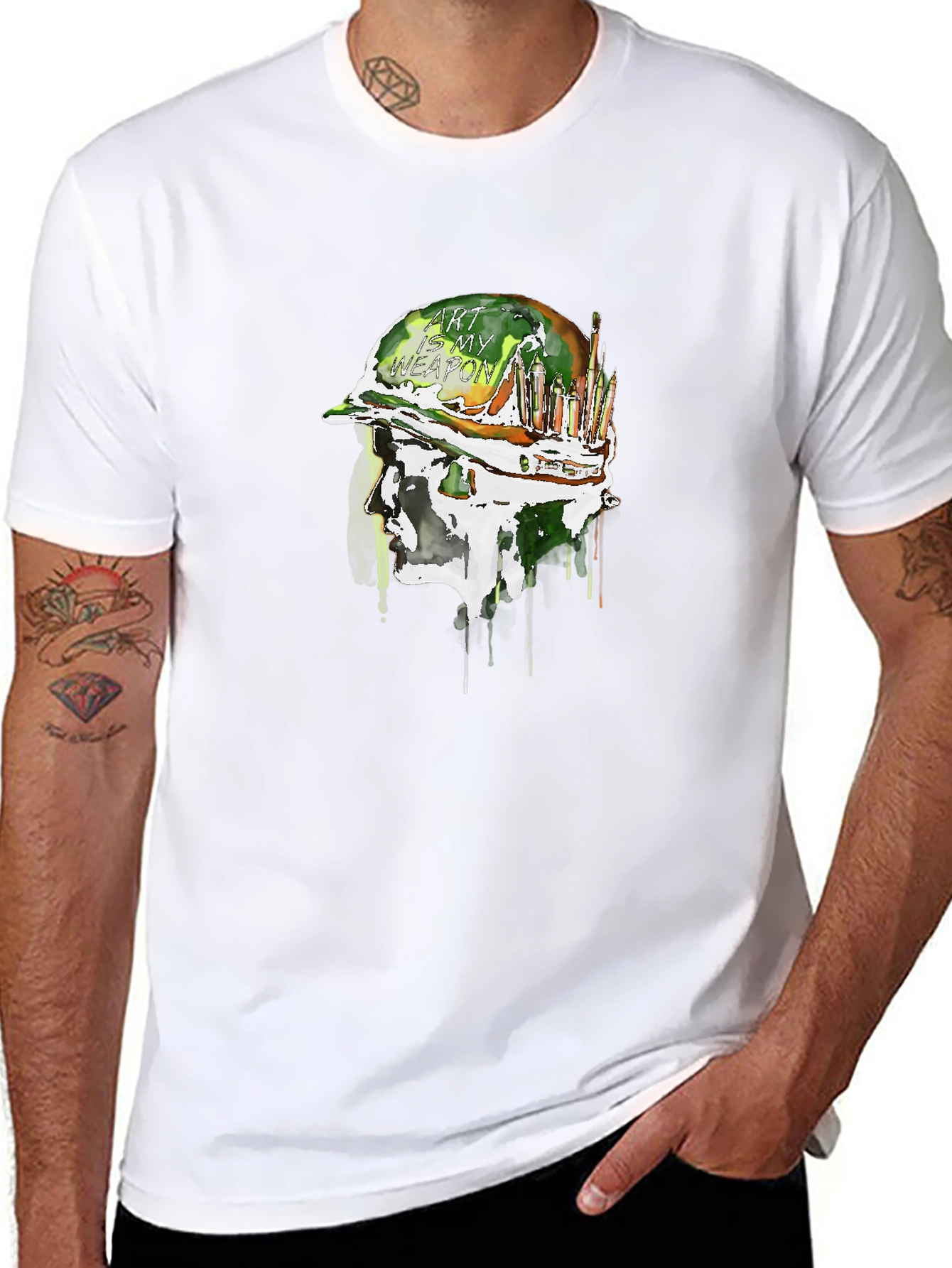 Art is My Weapon Graphic Tee - Military Style
