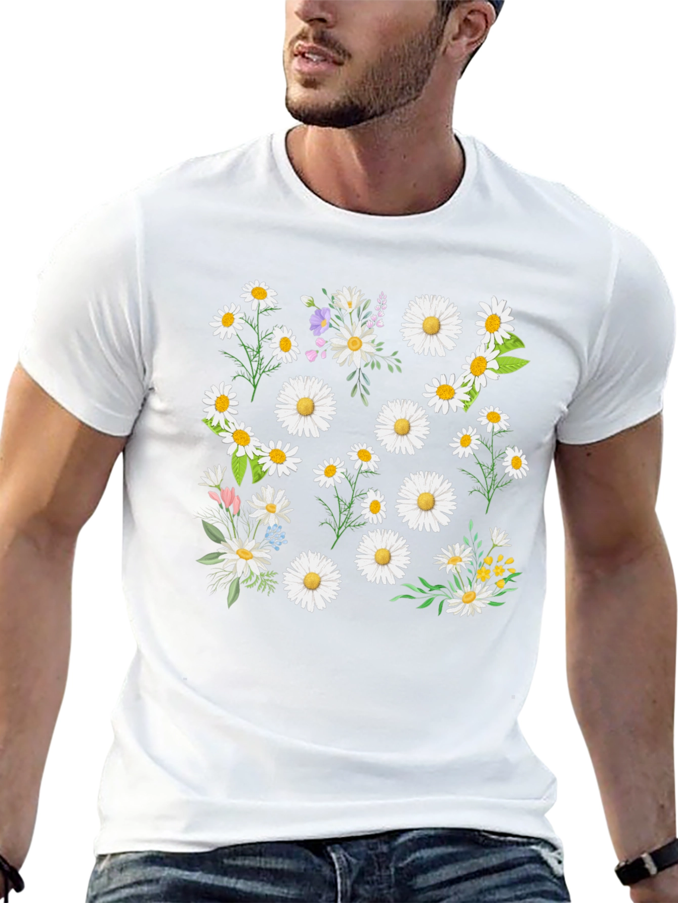 Daisy Print Black Tee