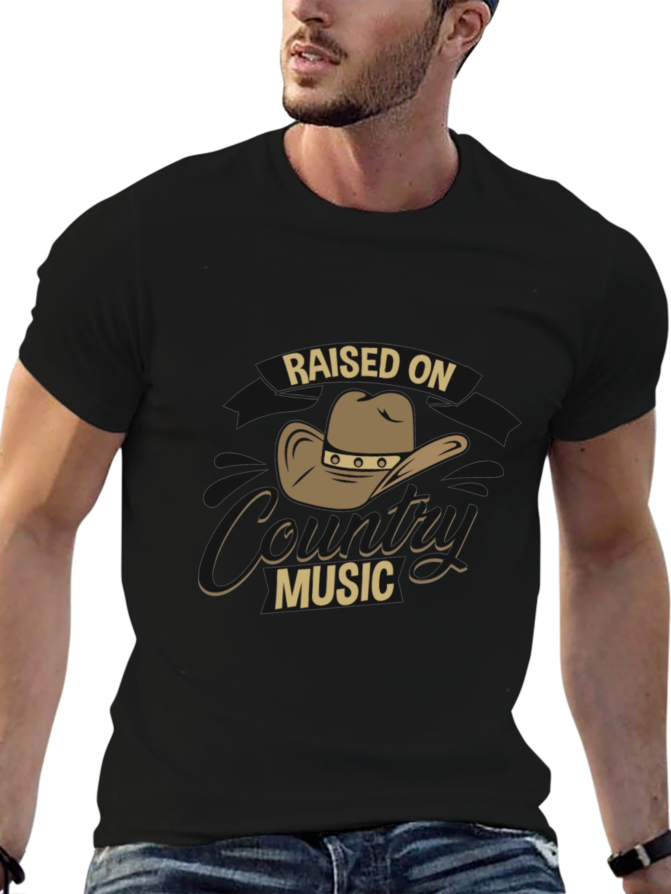 Raised on Country Music Black T-Shirt