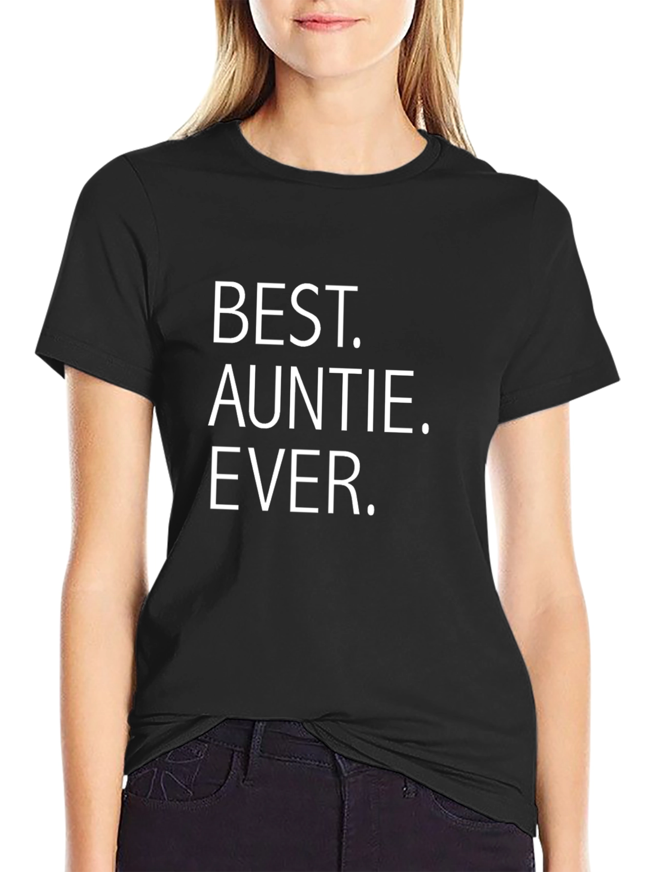 Best Auntie Ever T-Shirt - Black Crew Neck Tee