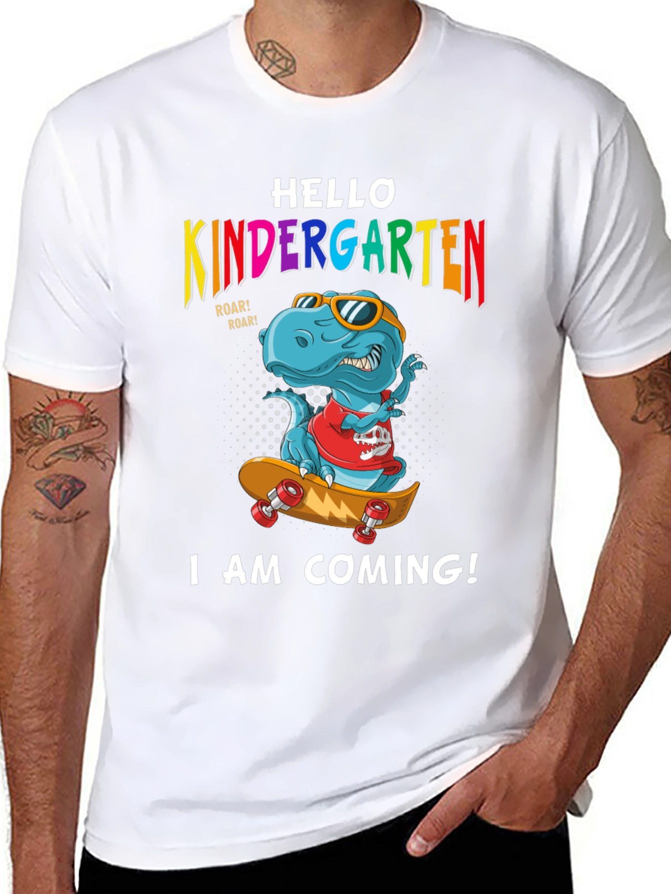 Kindergarten T-Rex Skateboard T-Shirt