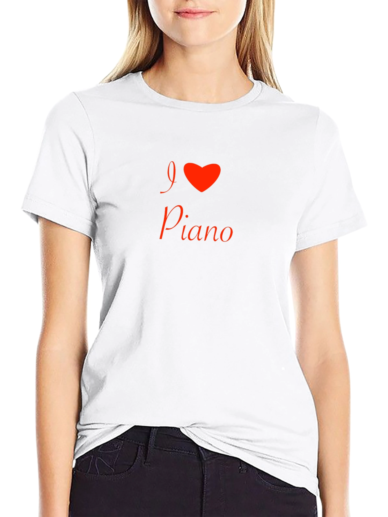 I Love Piano Graphic Tee - Black