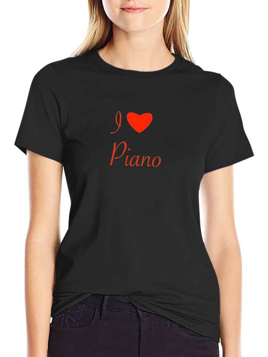I Love Piano Graphic Tee - Black