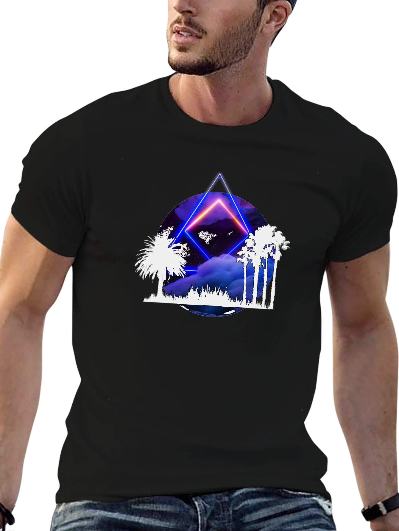 Neon Palm Tree T-Shirt - Retro Graphic Tee