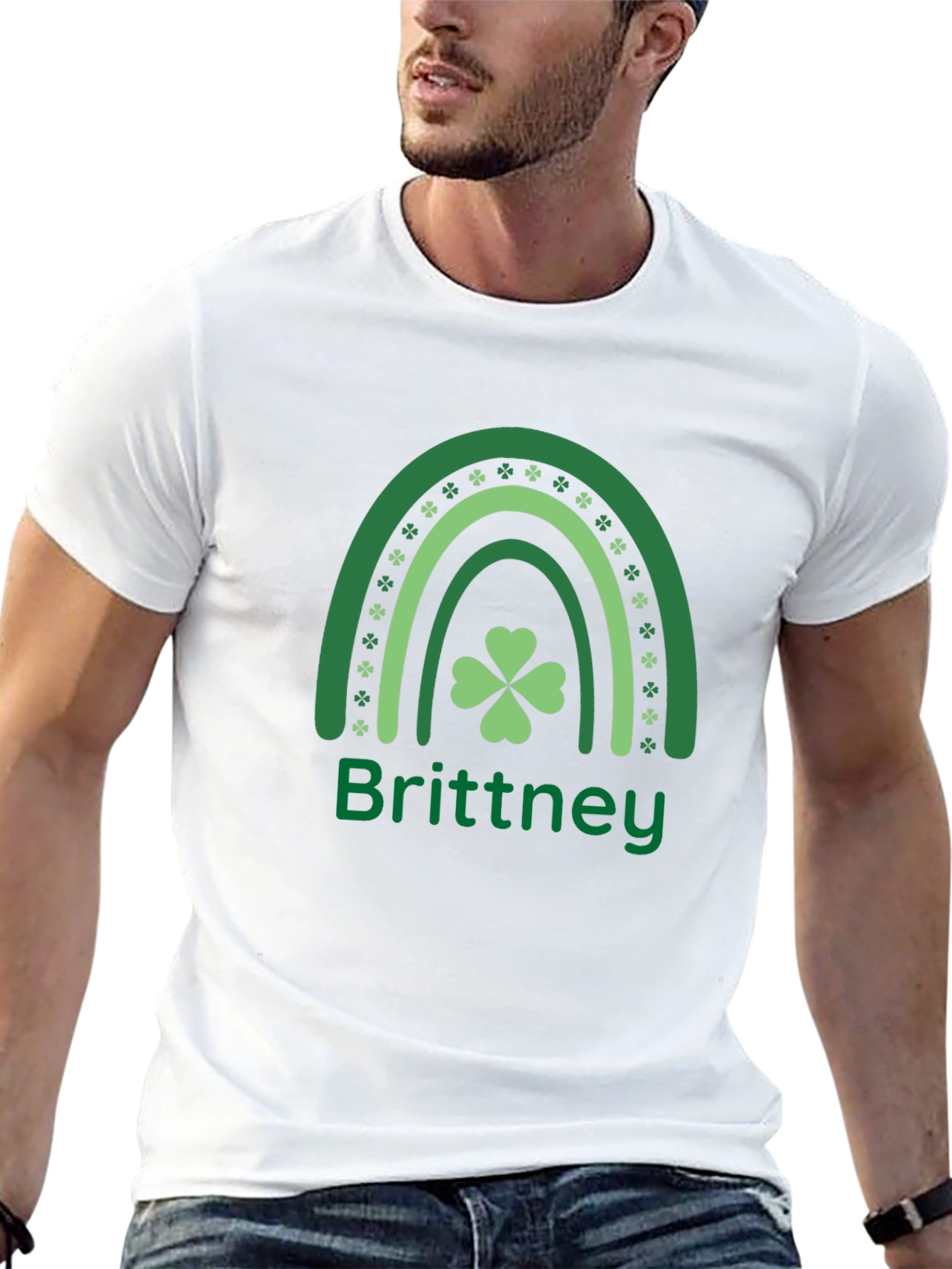 Brittney St. Patricks Day Clover Rainbow T-Shirt