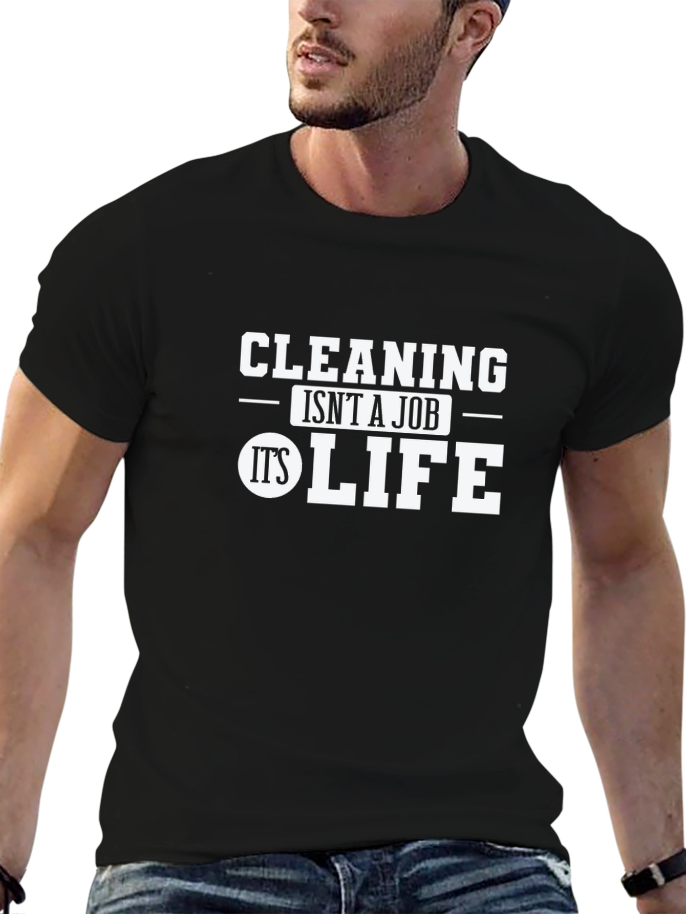 Cleaning is Life Graphic Tee - Black