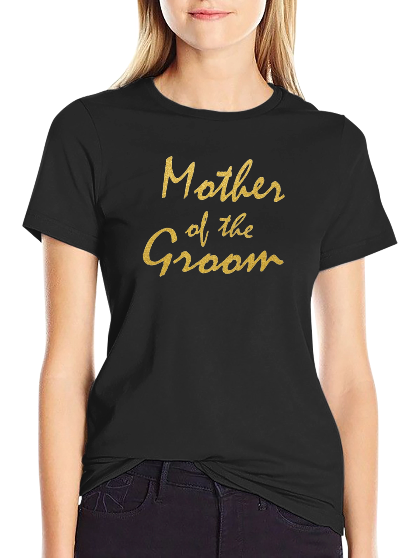 Mother of the Groom T-Shirt Black Cotton